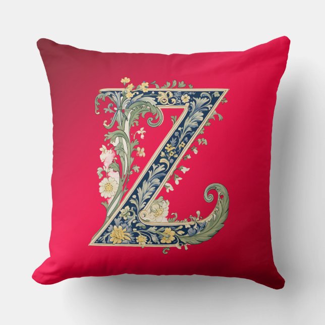 Elegant Floral Z Monogram Throw Pillow Kussen (Voorkant)