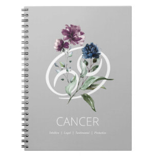 Elegant Floral Zodiac Star Sign Cancer Notitieboek