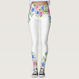 Elegant florale waterverf decoratiepatroon leggings