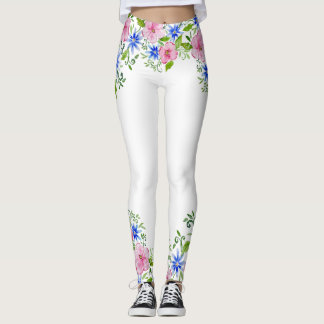 Elegant florale waterverf decoratiepatroon leggings