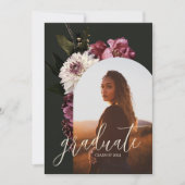 Élégant Flore foncée Faire-part de graduation (Devant)