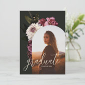 Élégant Flore foncée Faire-part de graduation (Debout devant)