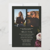 Élégant Flore foncée Faire-part de graduation (Dos)