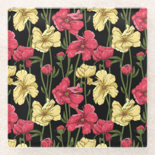 Elegant floreel patroon 2 glazen onderzetter