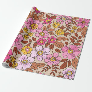 Elegant floreel patroon in kleine handtekenbloemen cadeaupapier
