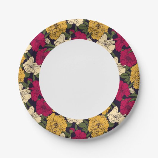 Elegant floreel patroon papieren bordje (Voorkant)