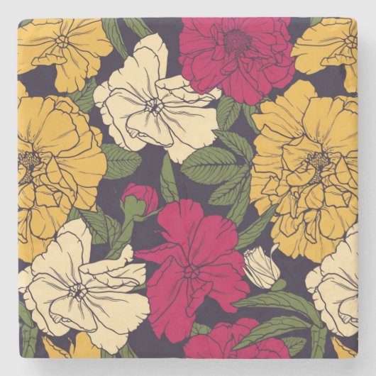 Elegant floreel patroon stenen onderzetter (Voorkant)