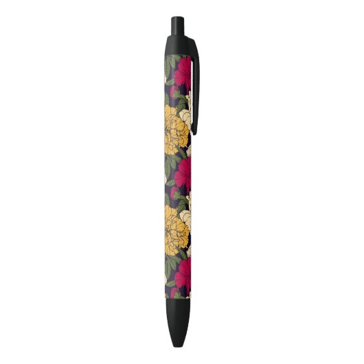 Elegant floreel patroon zwarte inkt pen (Achterkant (Verticaal))