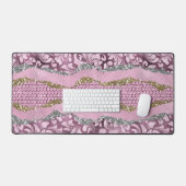 Elegant floreus Paars roze goudmonogram Bureaumat (Keyboard & Muis)