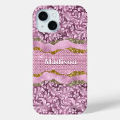 Elegant floreus Paars roze goudmonogram Case-Mate iPhone Case (Achterkant)