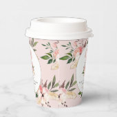 Elegant florroze verjaardag papieren bekers (Rechts)