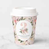 Elegant florroze verjaardag papieren bekers (Voorkant)