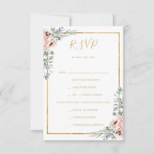 Élégant flou | Carte RSVP de choix de menu (Devant)