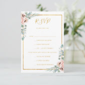 Élégant flou | Carte RSVP de choix de menu (Debout devant)