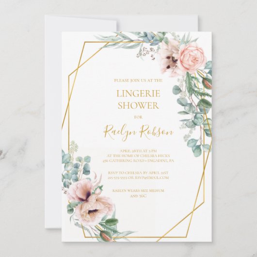 Élégant flou | Lingerie Shower Invitation (Devant)