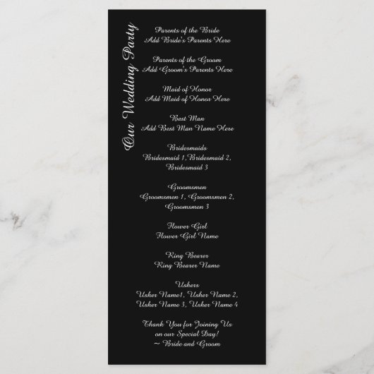 Elegant Flourish Black and White Wedding Programs Programma (Achterkant)