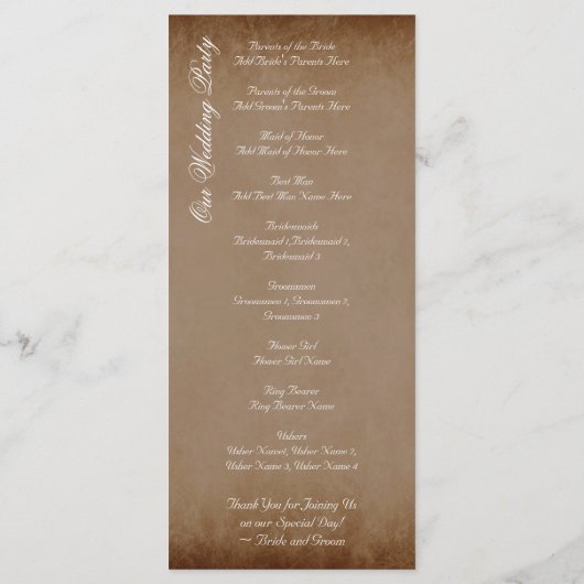 Elegant Flourish Brown Fall Wedding Programs Programma (Achterkant)