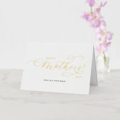 Elegant Flourish Calligraphy Happy Moederdag Folie Feestdagenkaart (Orchidee)