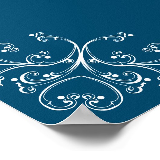 Elégant Flourish Ocean Blue Mariage Welcome Poster (Coin)