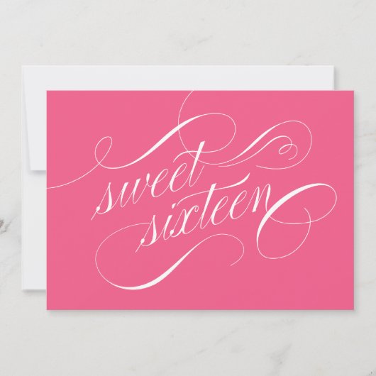 Elegant Flourish Pink Sweet 16 Party Invitations Kaart (Voorkant)
