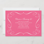 Elegant Flourish Pink Sweet 16 Party Invitations Kaart (Achterkant)