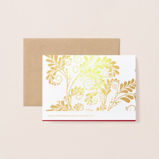 Elegant Flourish Red en Gold Foil Hartelijk dank Folie Kaarten (Met envelop)