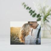 Elegant Flourish Script Photo Save our Date Briefkaart (Staand voorkant)