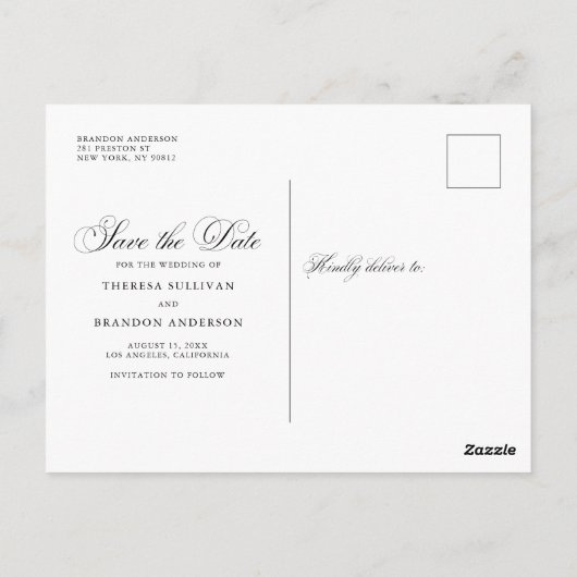 Elegant Flourish Script Photo Save our Date Briefkaart (Achterkant)