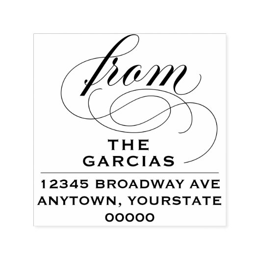 Elegant Flourish Script Retouradres Zelfinktende Stempel (Design)