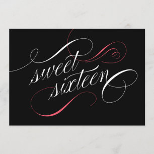Elegant Flourish Sweet 16 Party-uitnodigingen Kaart