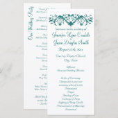 Elegant Flourish White Blauwgroen Wedding Programs Programma (Voorkant / Achterkant)