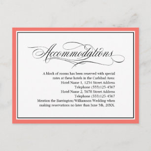 Elegant Flourishes Wedding Accommodations Coral Briefkaart