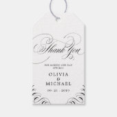 Elegant floury calligraphy bruiloft bedankt je cadeaulabel (Voorkant)