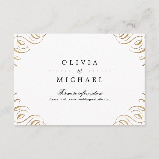 Elegant floury calligraphy bruiloft insert informatiekaartje (Voorkant)
