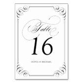 Elegant floury calligraphy bruiloft table number kaart (Achterkant)