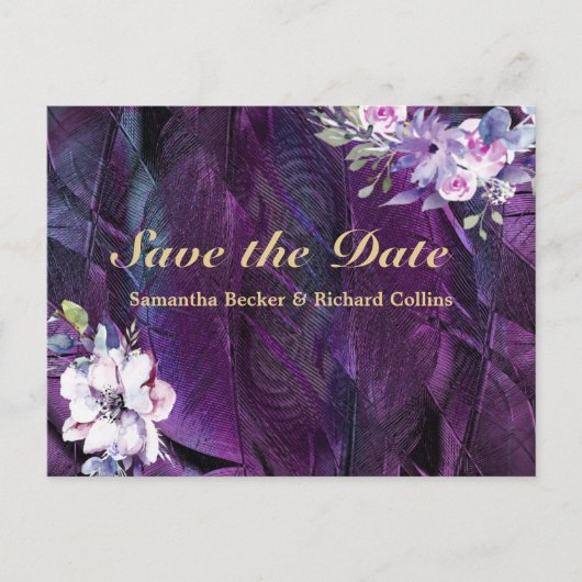 Elegant Flower and Feathers Briefkaart (Voorkant)