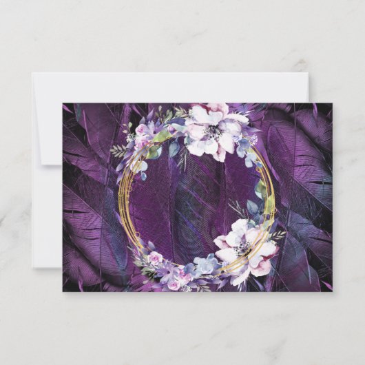 Elegant Flower and Feathers RSVP Kaartje (Achterkant)