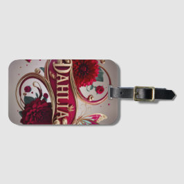 Elegant Flower Art with Gold Accents Bagagelabel