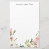 Elegant Flower Border Personalized Wedding Briefpapier (Voorkant)