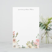 Elegant Flower Border Personalized Wedding Briefpapier (Staand voorkant)