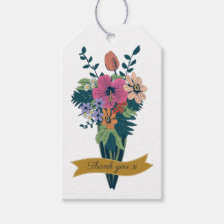 Elegant Flower Bouquet Ribbon Hartelijk dank Cadeaulabel