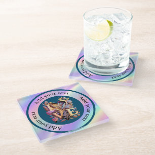 Elegant Flower, Heart and Golden Love Glazen Onderzetter