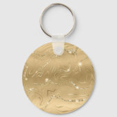 Elegant Flower, Heart and Golden Love Sleutelhanger (Achterkant)