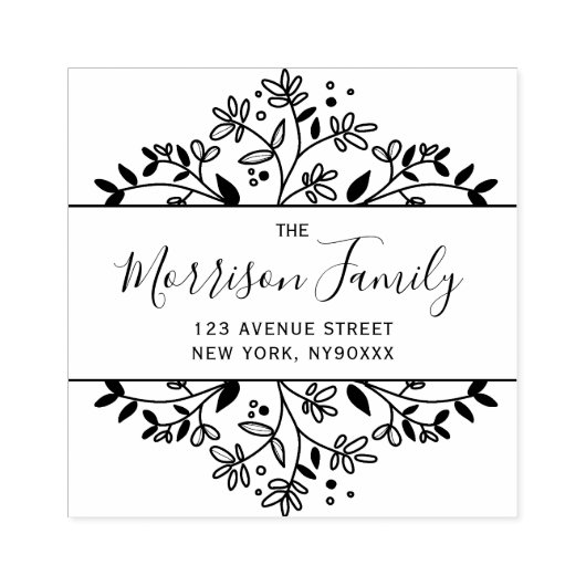 Elegant Flower lijst scriptadres Rubberstempel (Afrduk)