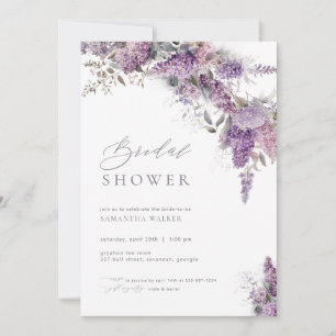 Elegant Flower Lila Bridal Shower Invitation Kaart