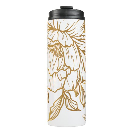 Elegant Flower Pattern aangepaste monogram tumbler Thermosbeker (Voorkant)