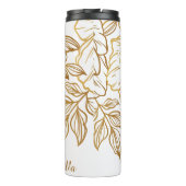 Elegant Flower Pattern aangepaste monogram tumbler Thermosbeker (Achterkant)