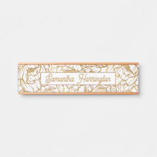 Elegant Flower Pattern, aangepaste naam Deurbordje