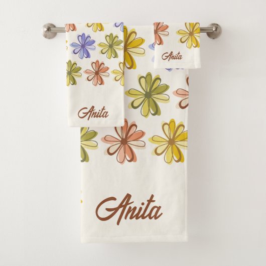 Elegant Flower Pattern Bad Handdoek (Insitu)