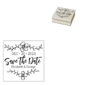 Elegant Flower Save the Date Wedding Rubberstempel (Gestempeld)